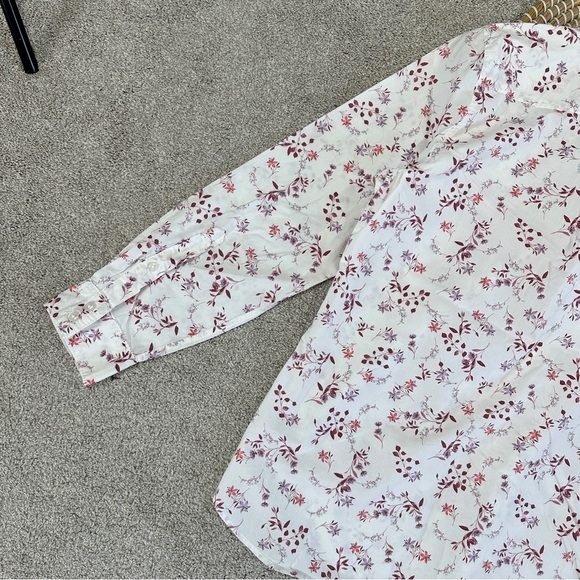 Garnet Hill Essential Organic-Cotton Button Down Shirt Longsleeve Floral Size 12 - Picture 5 of 11